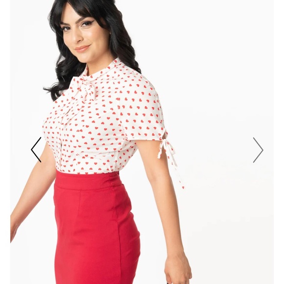 NOT FOR SALE Unique Vintage Hearts Bow Top - Picture 3 of 9